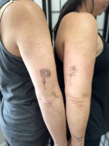 matching fine line tattoos