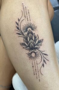 lotus fine line tattoo